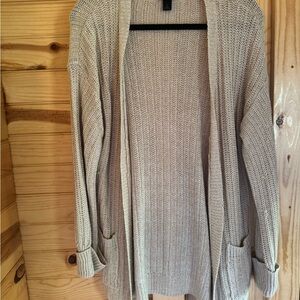 Daytrip Cream Cardigan Sweater with Ribbed Knit